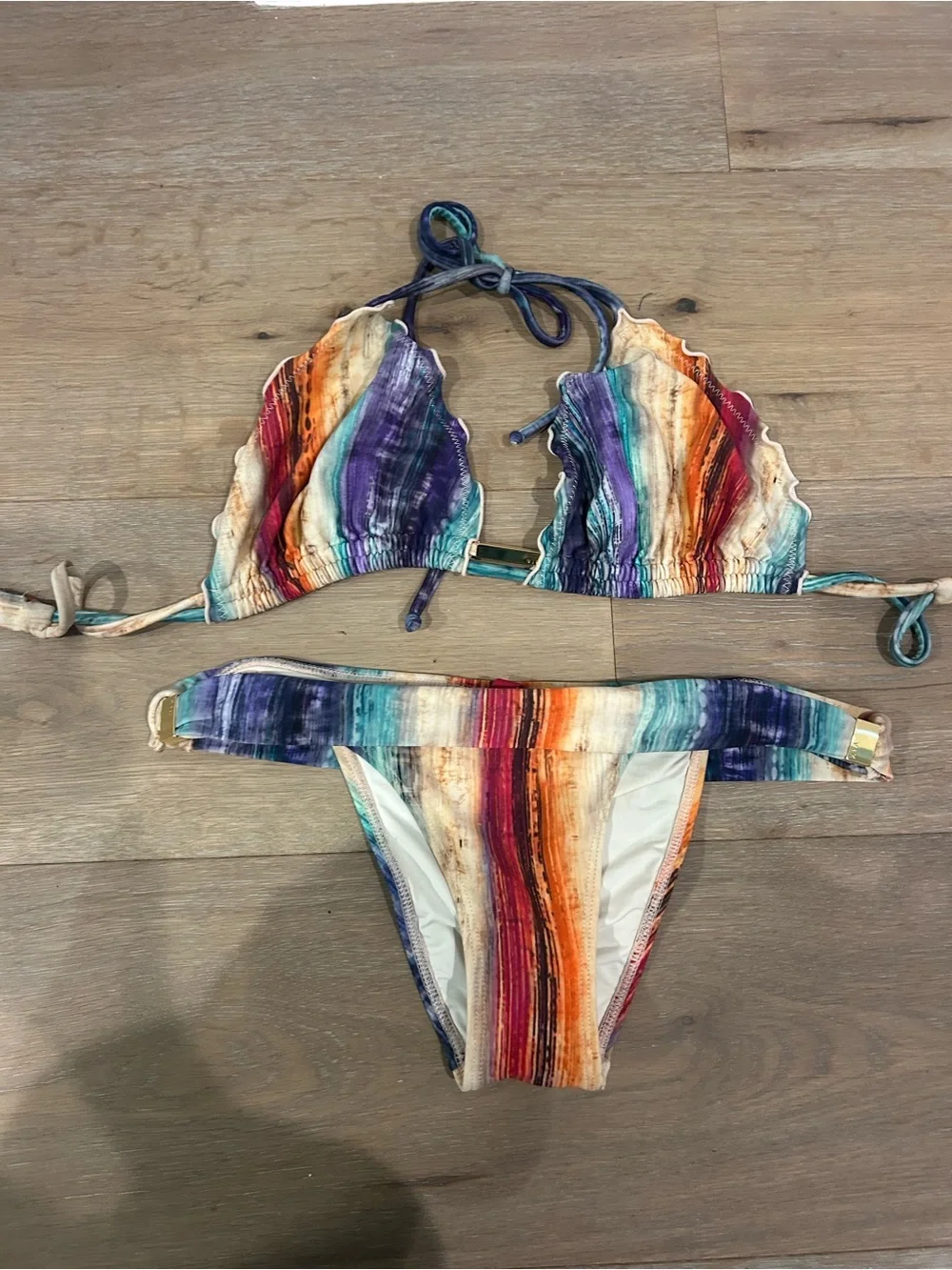 ViX Paula Hermanny Multi-Color Striped Bikini Set